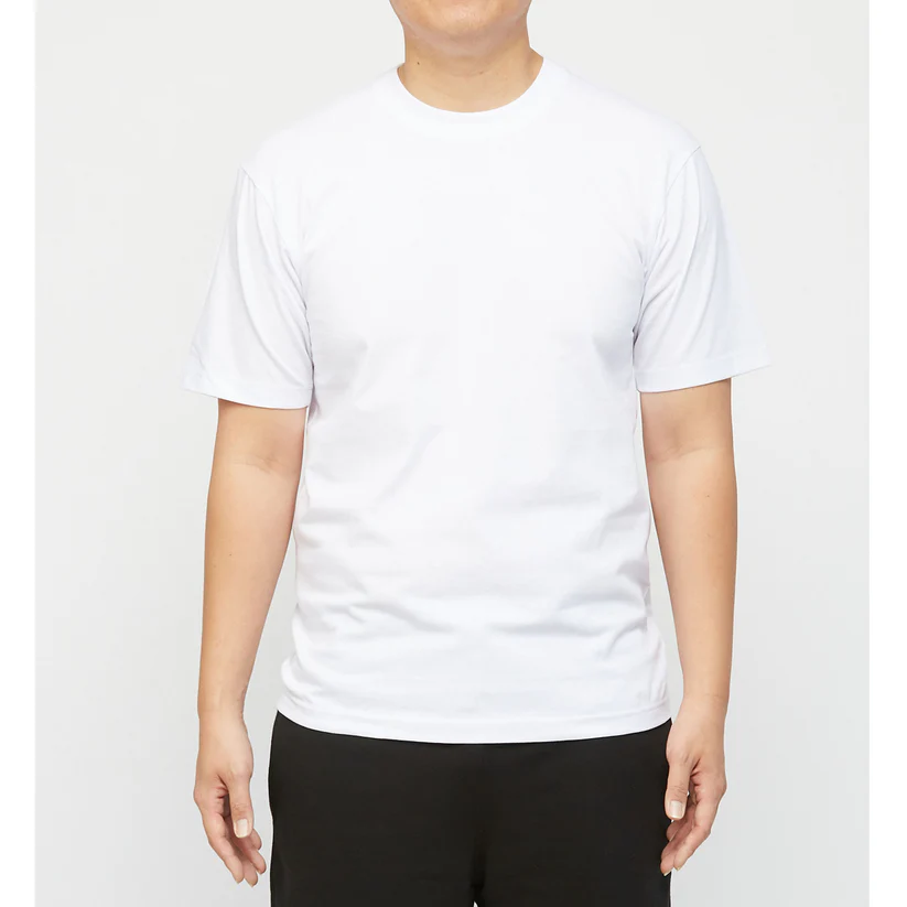 GWM Men's Heavyweight Cotton Short Sleeve Crew Neck T-Shirt White