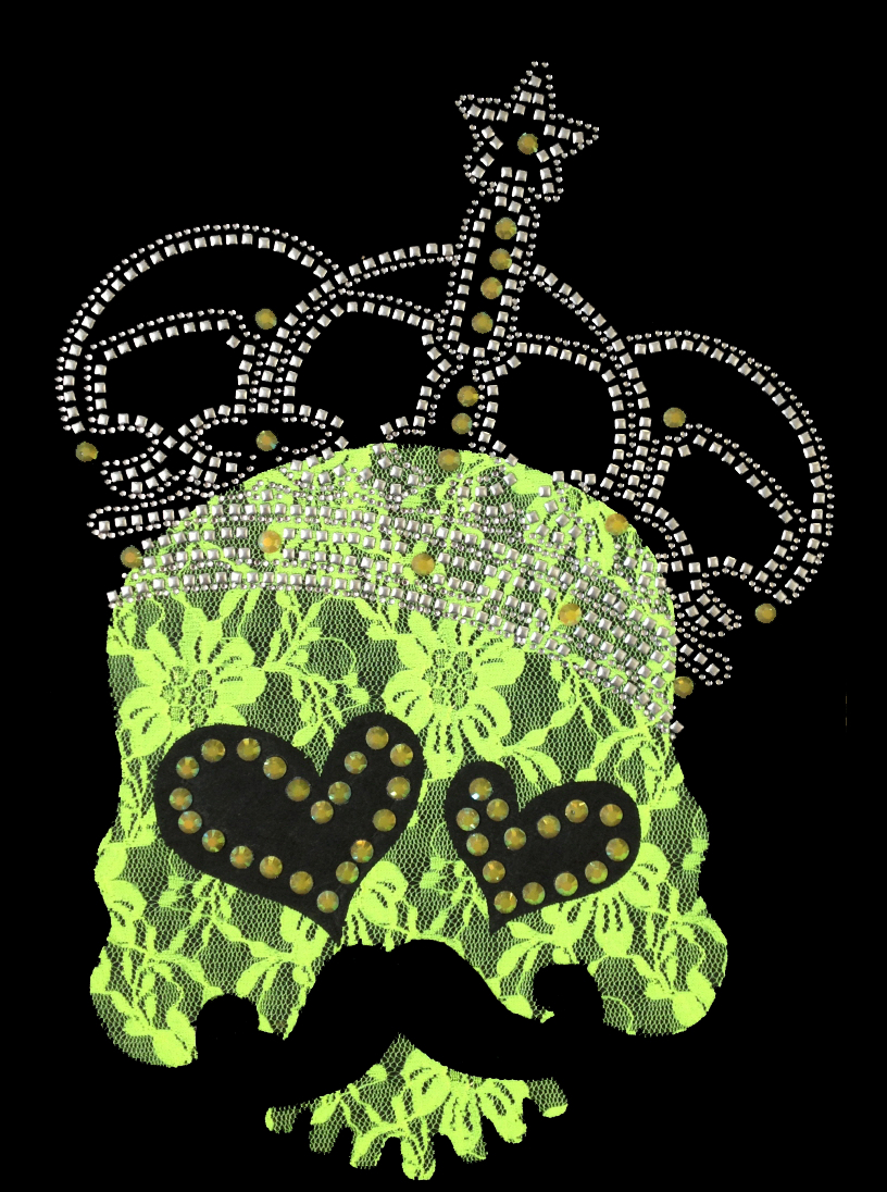 Mustache Skull-Green Transfer Patch