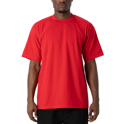Pro Club Men's Heavyweight Cotton Short Sleeve Crew Neck T-Shirt Red