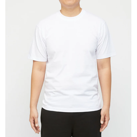 GWM Men's Heavyweight Cotton Short Sleeve Crew Neck T-Shirt White