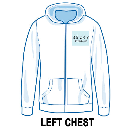 Custom Zip Up Hoodie Left Chest Printing