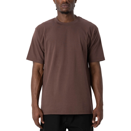 Pro Club Men's Heavyweight Cotton Short Sleeve Crew Neck T-Shirt Brown