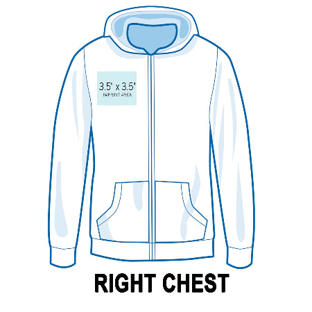 Custom Zip Up Hoodie Right Chest Printing