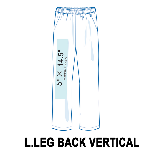 Custom Sweatpants Left Leg Back Vertical Printing