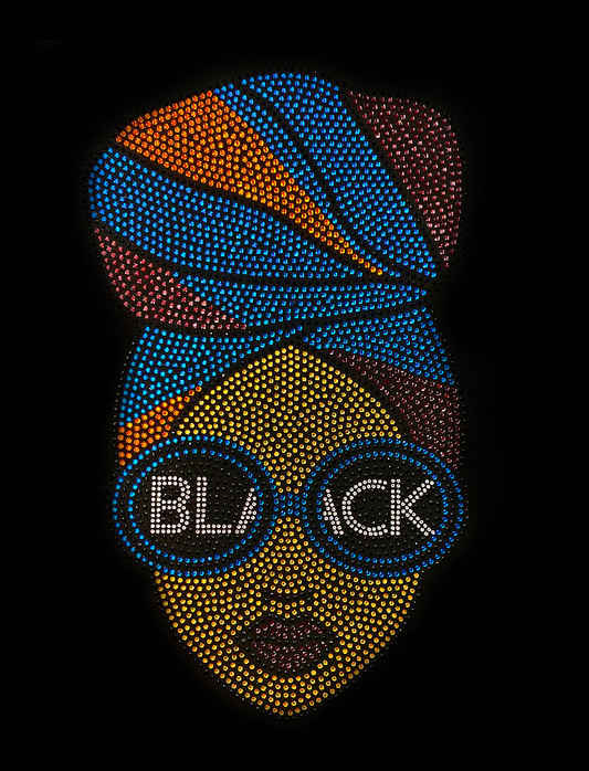 Afro Lady - Multi Blue Transfer Patch