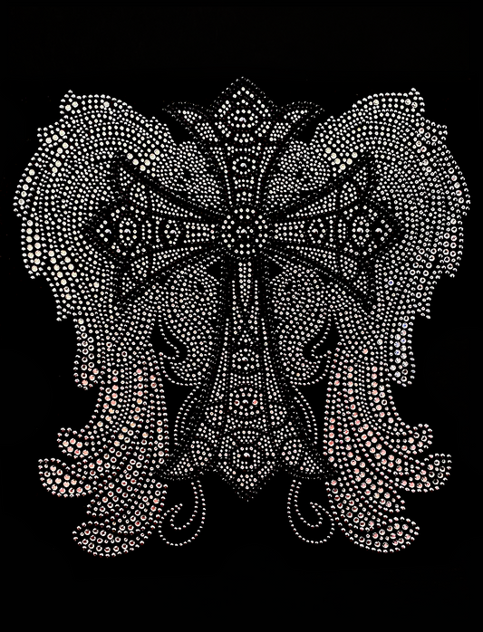 Cross w/Wings Clear Black Transfer Patch