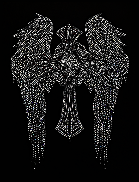 Cross w/Wings Brown Transfer Patch